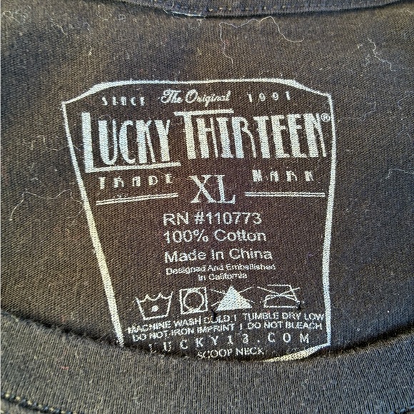 Lucky 13 Miss Alley Cat Juniors Size XL Black Scoop Neck Tee - Picture 8 of 9